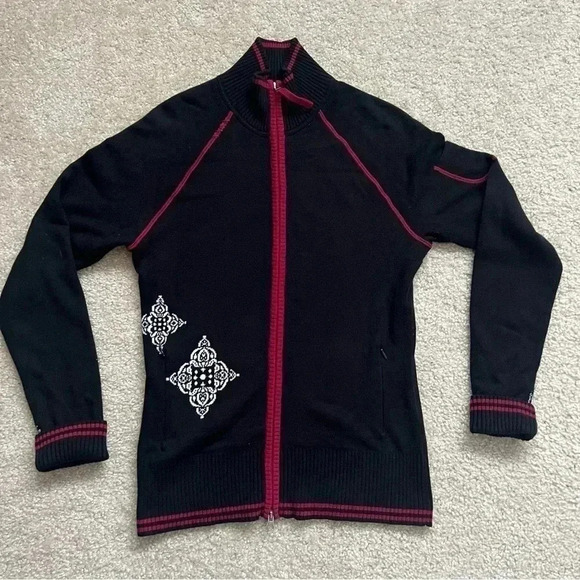 ATHLETA Cotton Poly Blend Cardigan Sweater Jacket Zip Up Multicolor Wm Medium - Picture 5 of 16